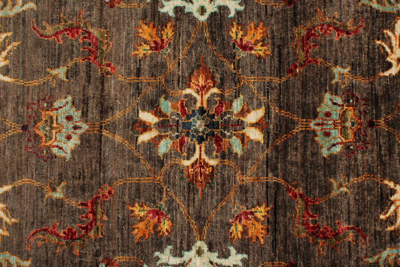 6x8 Brown and Multicolor Turkish Tribal Rug