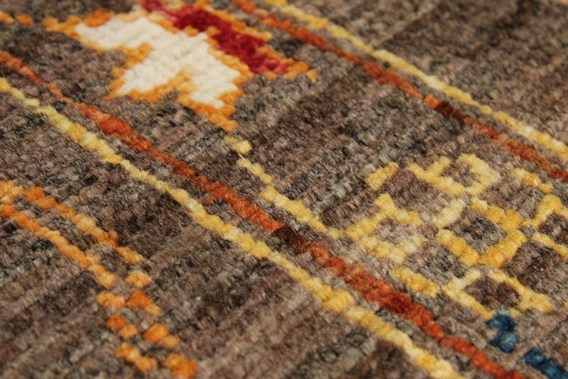 6x8 Brown and Multicolor Turkish Tribal Rug
