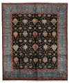 8x10 Charcoal and Blue Turkish Tribal Rug