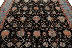 8x10 Charcoal and Blue Turkish Tribal Rug