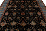8x10 Charcoal and Blue Turkish Tribal Rug