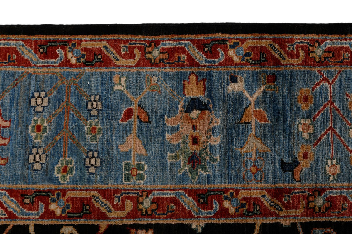 8x10 Charcoal and Blue Turkish Tribal Rug