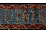 8x10 Charcoal and Blue Turkish Tribal Rug
