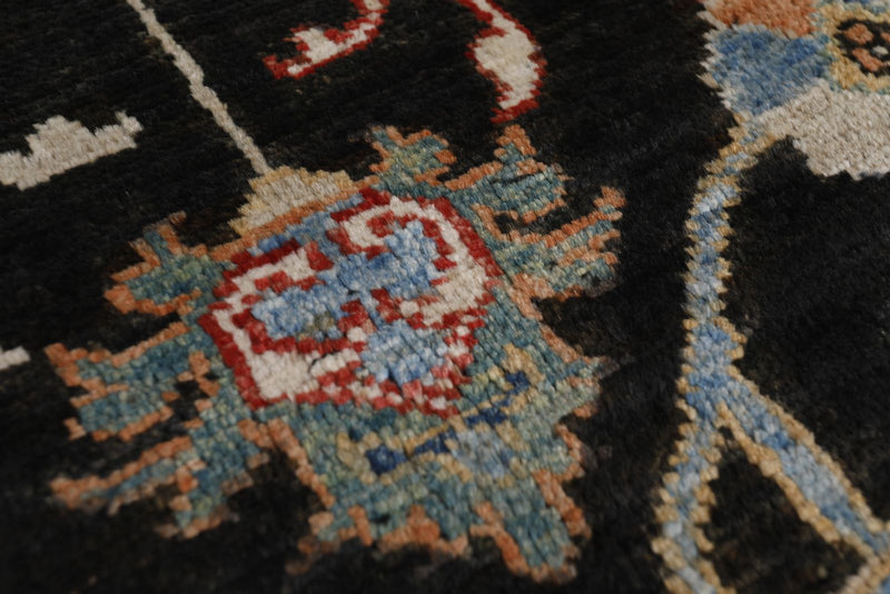 8x10 Charcoal and Blue Turkish Tribal Rug
