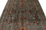 6x8 Gray and Multicolor Turkish Tribal Rug