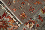 6x8 Gray and Multicolor Turkish Tribal Rug