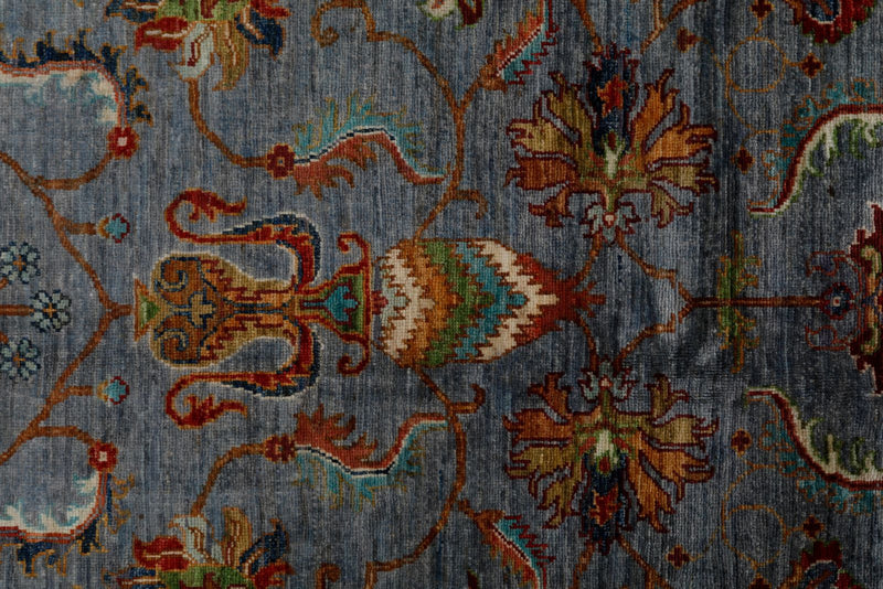 9x12 Gray and Multicolor Turkish Tribal Rug