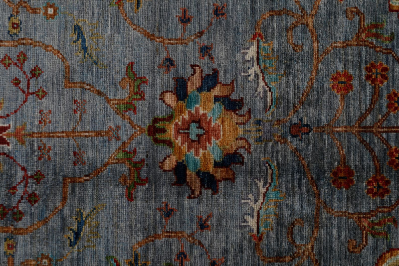 9x12 Gray and Multicolor Turkish Tribal Rug