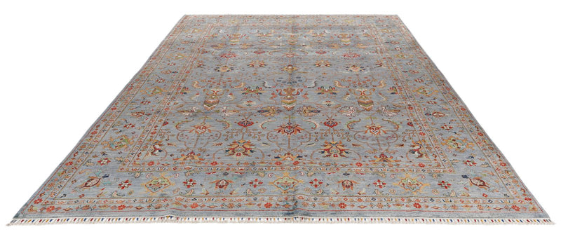 9x12 Gray and Multicolor Turkish Tribal Rug