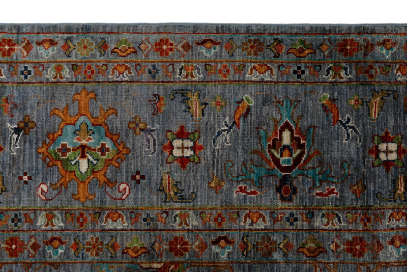 9x12 Gray and Multicolor Turkish Tribal Rug