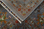 9x12 Gray and Multicolor Turkish Tribal Rug