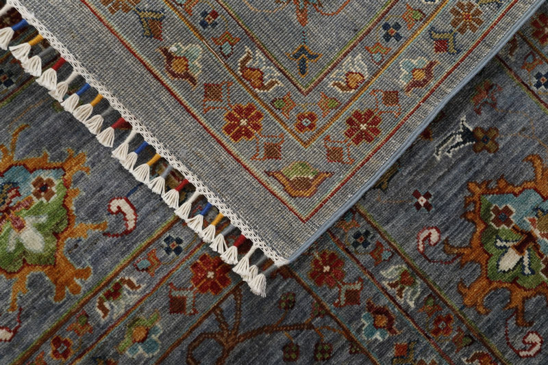 9x12 Gray and Multicolor Turkish Tribal Rug