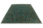 9x12 Turquoıse and Multicolor Turkish Tribal Rug