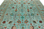 9x12 Turquoıse and Multicolor Turkish Tribal Rug