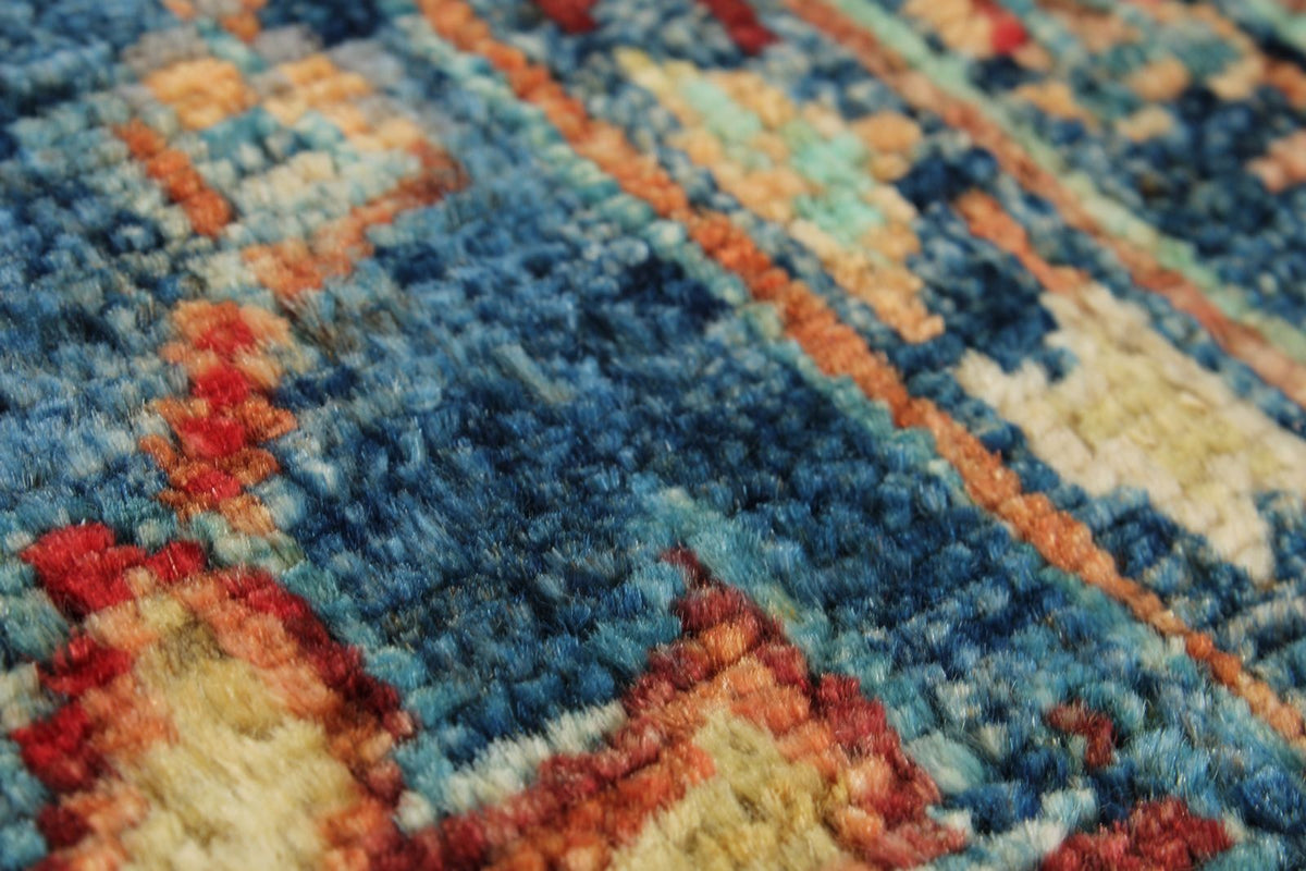 5x7 Navy and Multicolor Turkish Tribal Rug