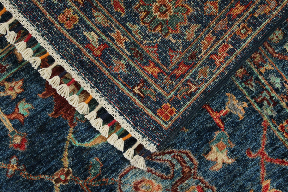 5x7 Navy and Multicolor Turkish Tribal Rug