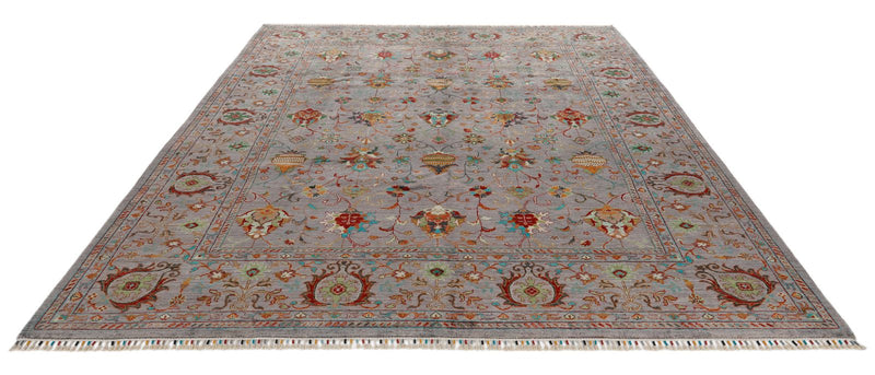8x10 Gray and Multicolor Turkish Tribal Rug