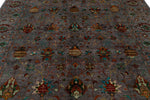 8x10 Gray and Multicolor Turkish Tribal Rug