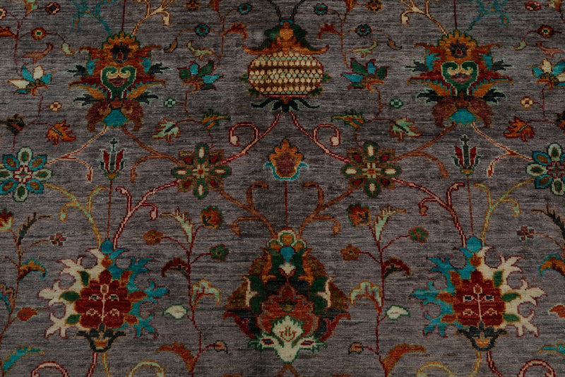 8x10 Gray and Multicolor Turkish Tribal Rug
