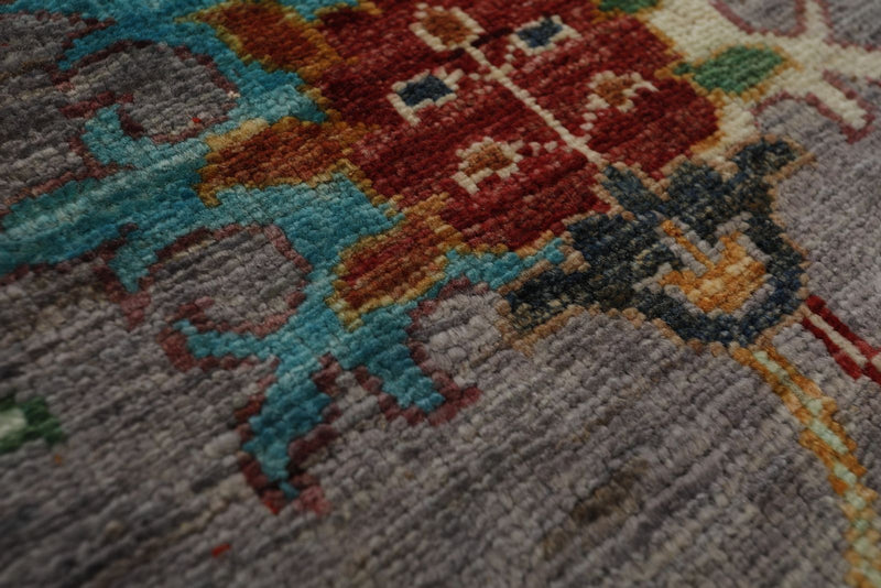 8x10 Gray and Multicolor Turkish Tribal Rug