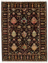 5x7 Dark Brown and Multicolor Turkish Tribal Rug