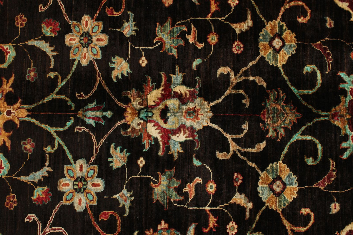 5x7 Dark Brown and Multicolor Turkish Tribal Rug