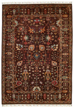 5x8 Brown and Multicolor Turkish Tribal Rug