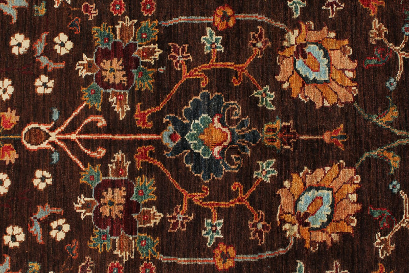 5x8 Brown and Multicolor Turkish Tribal Rug