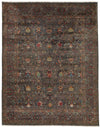 10x13 Dark Brown and Multicolor Turkish Tribal Rug