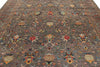 10x13 Dark Brown and Multicolor Turkish Tribal Rug