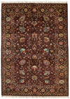 6x8 Dark Brown and Multicolor Turkish Tribal Rug