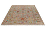 6x8 Light Brown and Multicolor Turkish Tribal Rug