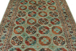 6x8 Light Blue and Multicolor Turkish Tribal Rug