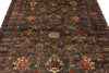 6x8 Dark Brown and Multicolor Turkish Tribal Rug