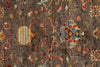 6x8 Dark Brown and Multicolor Turkish Tribal Rug