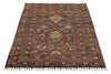 3x5 Dark Brown and Multicolor Turkish Tribal Rug