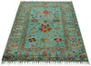 3x5 Turquoise and Multicolor Turkish Tribal Rug