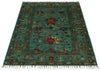 3x5 Turquoise and Multicolor Turkish Tribal Rug