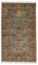 3x5 Light Brown and Multicolor Turkish Tribal Rug