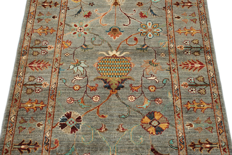 3x5 Light Brown and Multicolor Turkish Tribal Rug