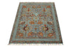 3x5 Dark Blue and Multicolor Turkish Tribal Rug