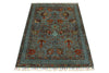 3x5 Dark Blue and Multicolor Turkish Tribal Rug