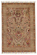 3x4 Light Brown and Multicolor Turkish Tribal Rug