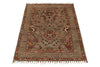 3x4 Light Brown and Multicolor Turkish Tribal Rug