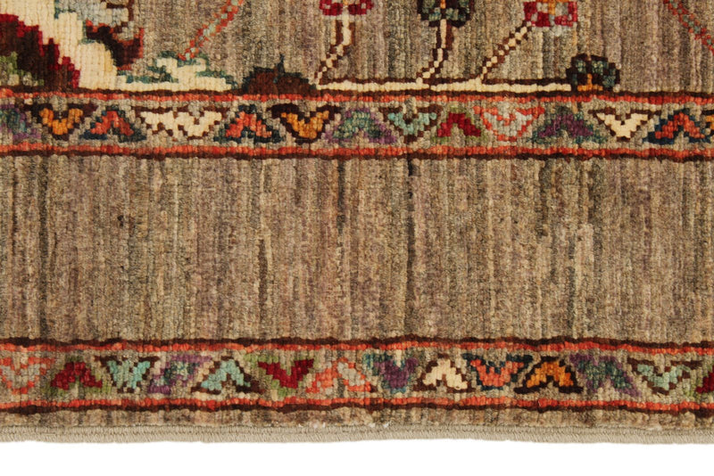 3x4 Light Brown and Multicolor Turkish Tribal Rug