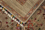 3x4 Light Brown and Multicolor Turkish Tribal Rug