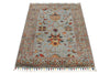 3x4 Light Gray and Multicolor Turkish Tribal Rug