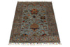 3x4 Light Gray and Multicolor Turkish Tribal Rug