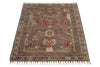3x4 Dark Brown and Multicolor Turkish Tribal Rug