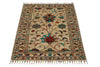 3x4 Beige and Multicolor Turkish Tribal Rug